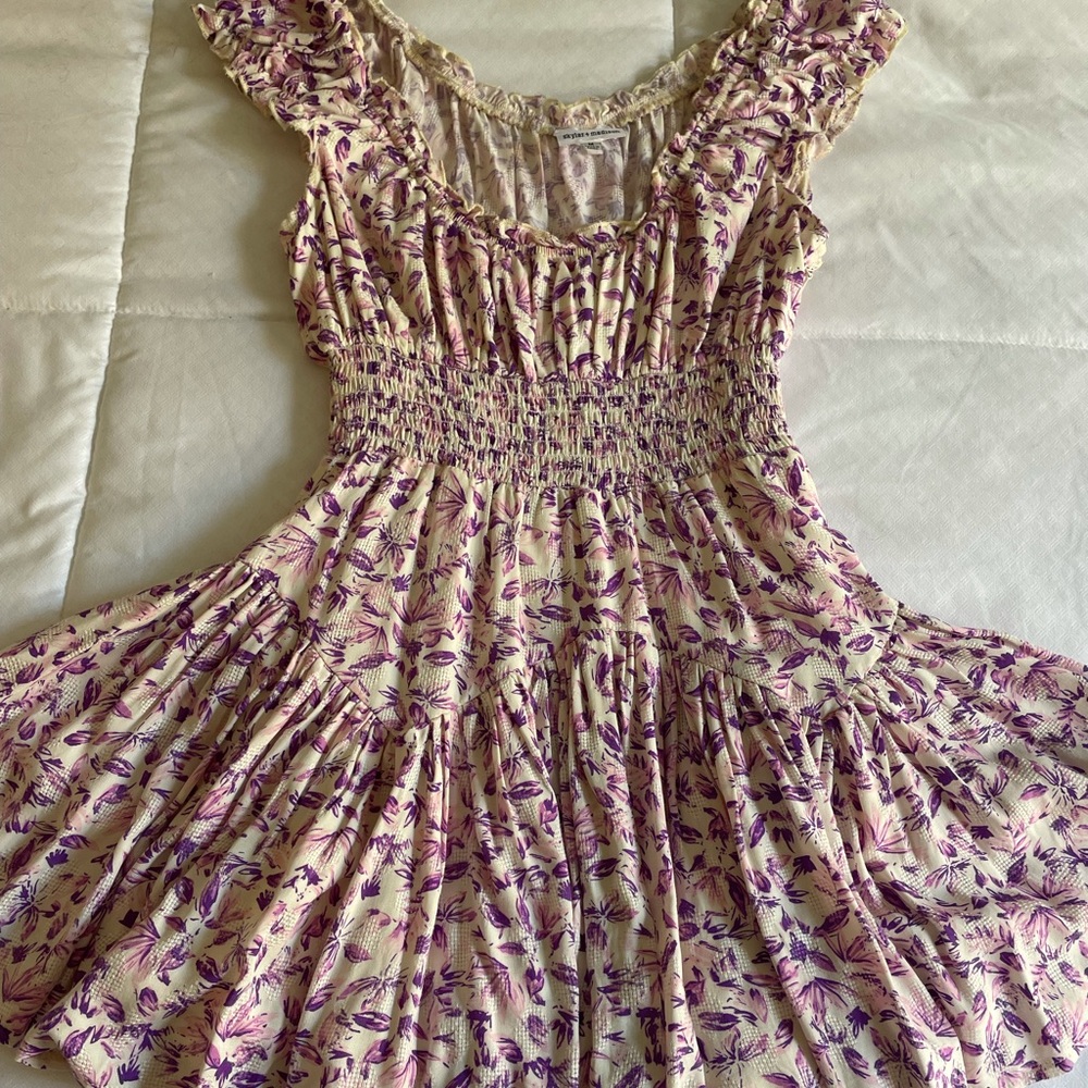 Skylar+Madison- Mini purple and white boutique dress